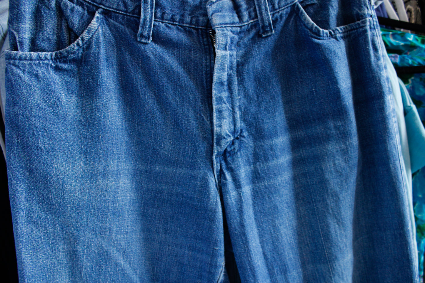 1970s Soft Denim Wide Leg Bell Bottom Jeans - Medium
