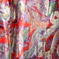 1970s Gold & Red Metallic Maxi Dress with Ruffle Hem - Medium