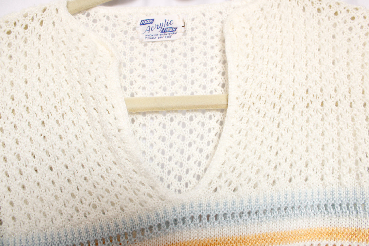 1970s Open Knit Acrylic Sweater - Small