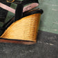 1940s Gold Silk and Leather Wedges - 5.5M