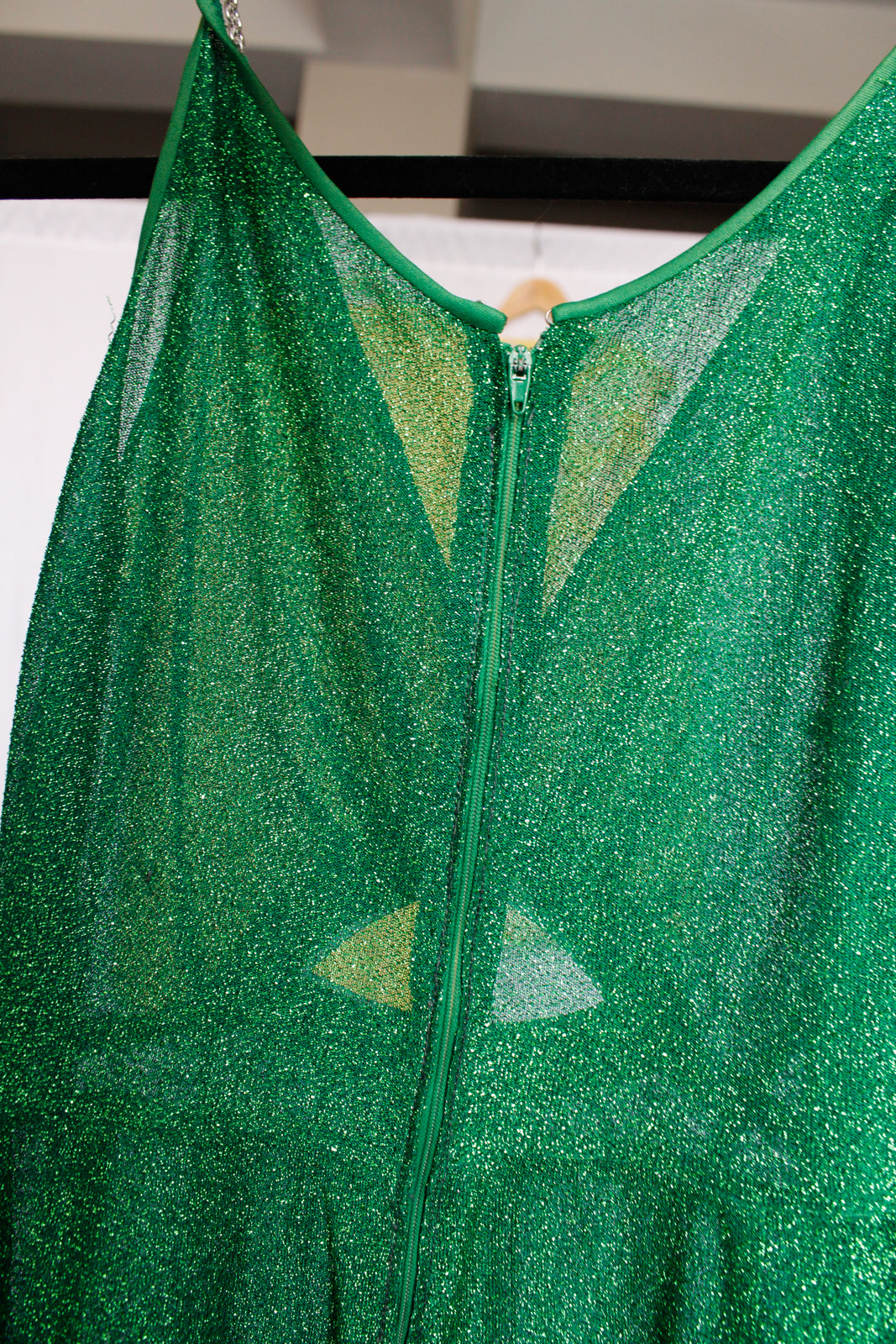 1970s Lurex Green Maxi Disco Dress - Xsmall-Small
