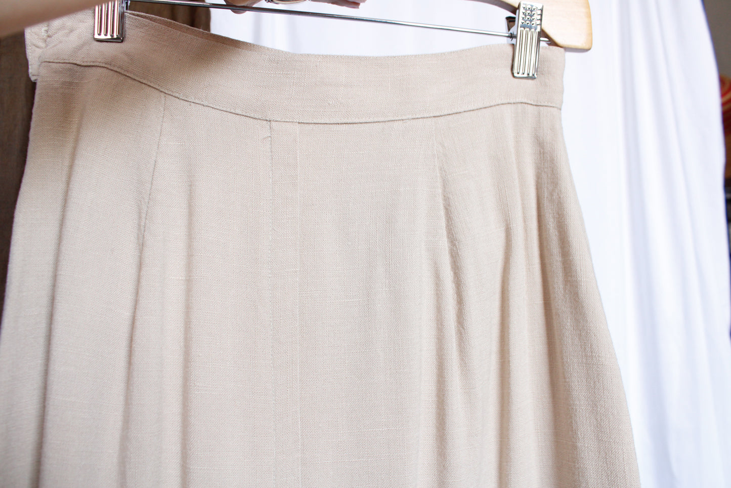 1940s Beige Linen Pencil Skirt - Small