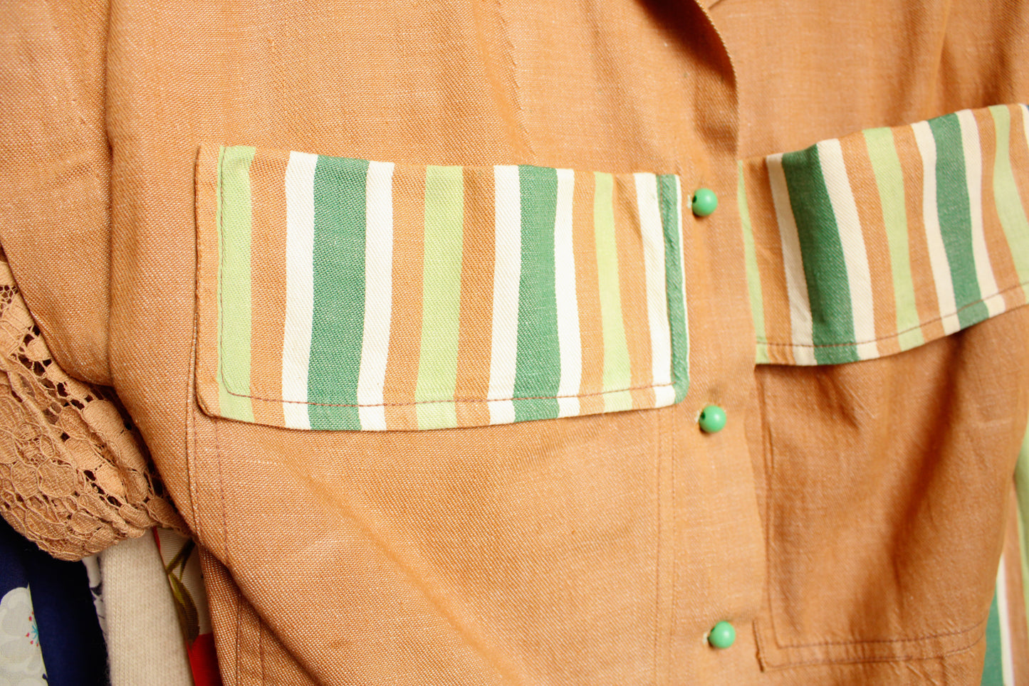 1940s Summer Blouse & Striped Skirt Set - Xsmall