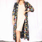 Early 1940s Bright Cold Rayon Floral Robe - Large