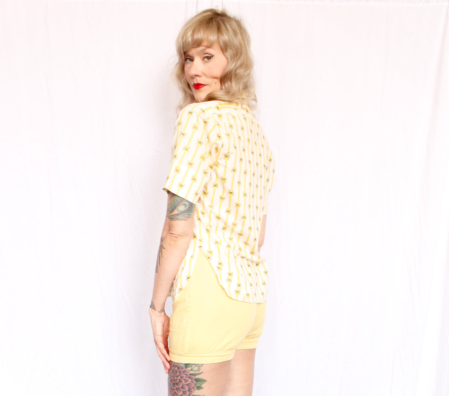 1960s Bow Print Cotton Shirt - M/L