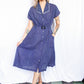 1940s Swiss Dot Blue & White Dress - XLarge