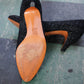 1980s Brushed Leather Black & Silver FERRAGAMO Heels w/Box - 8.5M