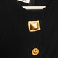 1990s Steve Fabrikant for Neiman Marcus Black Knit Pasta Button Dress - Medium