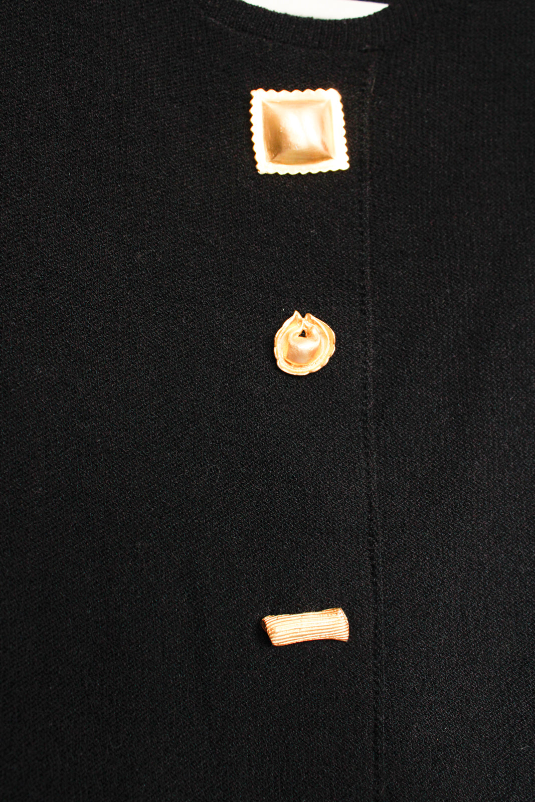 1990s Steve Fabrikant for Neiman Marcus Black Knit Pasta Button Dress - Medium