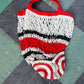 1930s Red White and Black Open Knit Handbag
