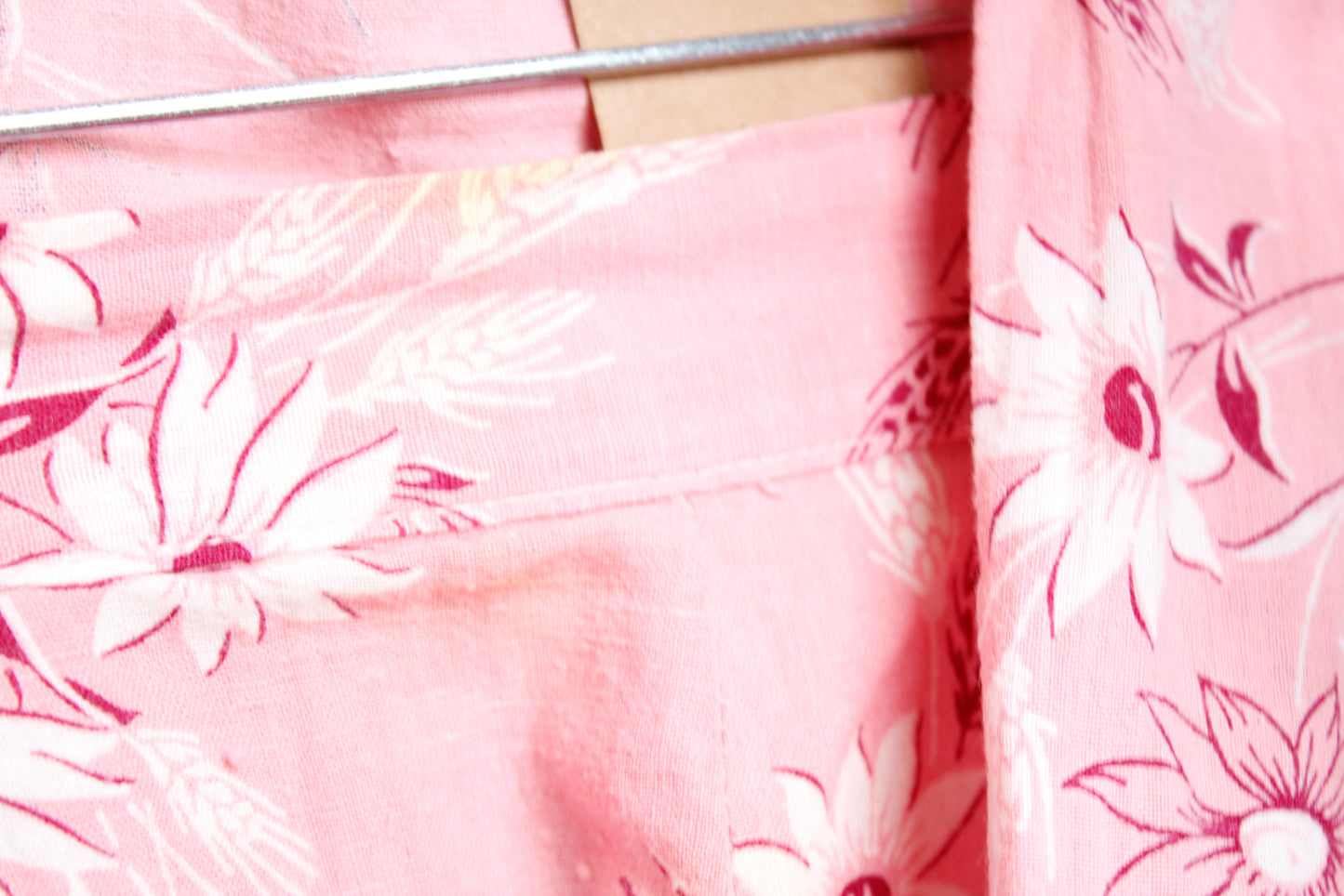 1940s Pink Floral Cotton Playsuit Crop Top & Shorts - Xs