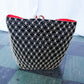 1950s Black & Red Cotton Woven Straw Summer Handbag