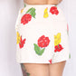 1940s Rose Print Cotton Shorts - XXS
