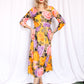 1960s Bold Floral Metallic Midi Dress - S/Med
