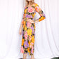 1960s Bold Floral Metallic Midi Dress - S/Med