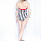 80s Striped Avon Fashions One Piece Swimsuit - Small Petite