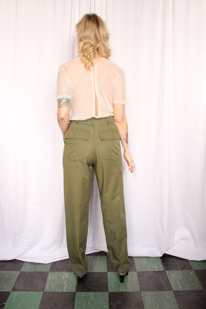 1970s Army Cotton Twill Pants - 31 waist