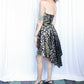 1980s Gold Foil Black Velvet Flocked Party Dress - Xsmall