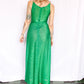 1970s Lurex Green Maxi Disco Dress - Xsmall-Small
