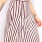 1930s Nylon Jersey Navy & Cream Striped Skirt - Medium