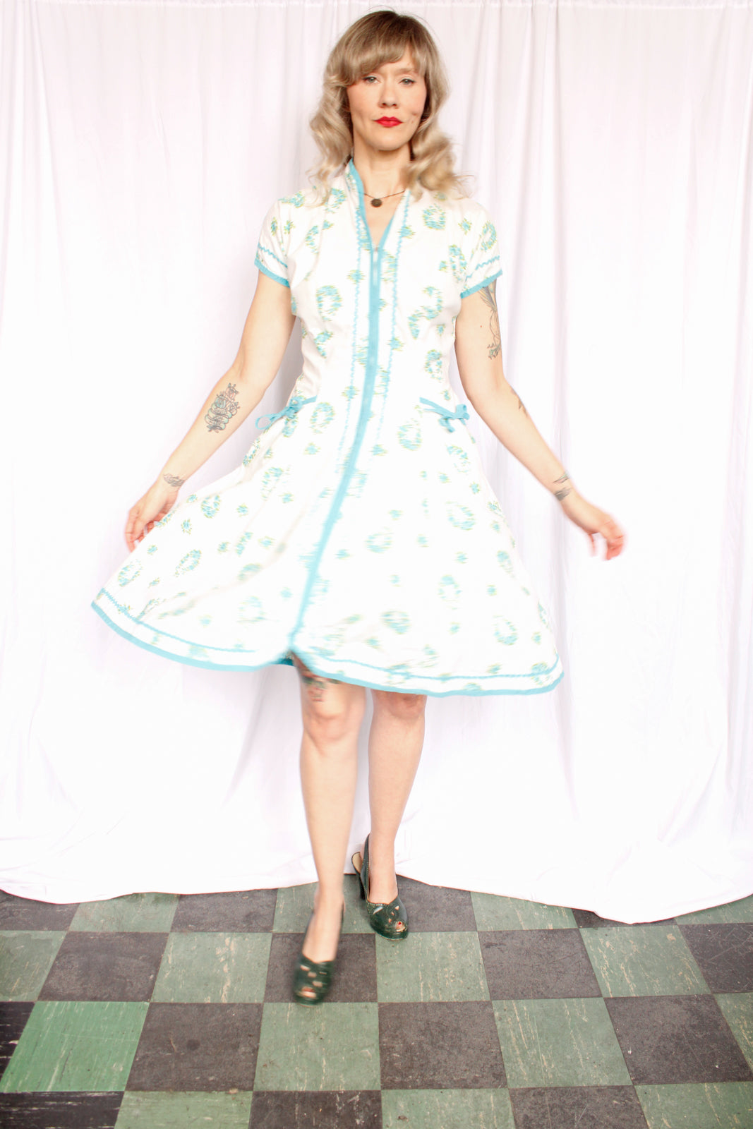 1950s Valley Frocks Cotton Dress - Medium