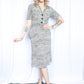 1940s Black & White 2pc Rayon Crepe Suit - Xs