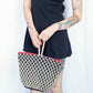 1950s Black & Red Cotton Woven Straw Summer Handbag