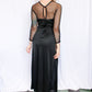 1970s Slinky Sexy Fishnet Maxi Dress - Small