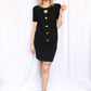 1990s Steve Fabrikant for Neiman Marcus Black Knit Pasta Button Dress - Medium