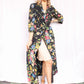 Early 1940s Bright Cold Rayon Floral Robe - Large
