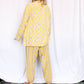 1940s Rayon Welden Leaf Print Shirt & Pant Pajamas - XXL