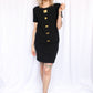 1990s Steve Fabrikant for Neiman Marcus Black Knit Pasta Button Dress - Medium