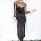 1970s Slinky Sexy Fishnet Maxi Dress - Small