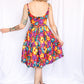1950s Bold Floral Cotton Party Dress - Xsmall