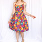 1950s Bold Floral Cotton Party Dress - Xsmall