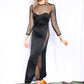 1970s Slinky Sexy Fishnet Maxi Dress - Small