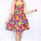 1950s Bold Floral Cotton Party Dress - Xsmall