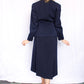 1940s Deco Wool Navy Blazer & Skirt 2pc Suit - Medium
