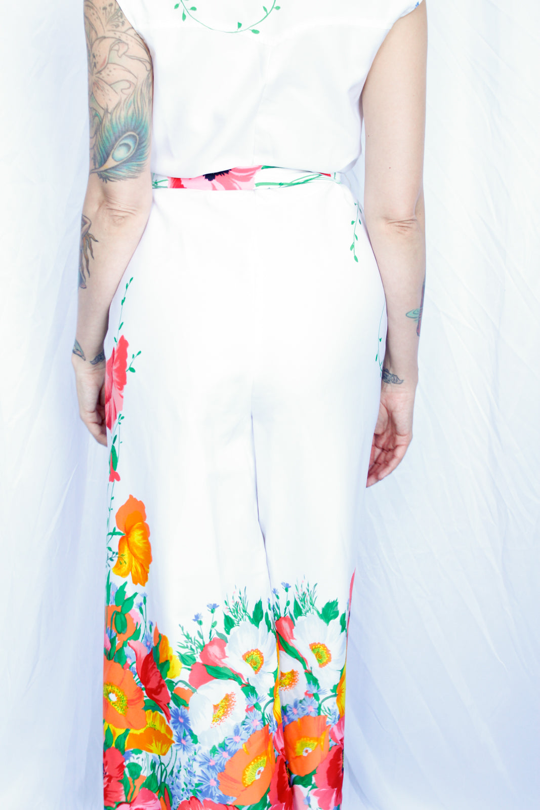 Late 1960s Bright Floral Jumpsuit - Small