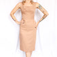 1950s Cafe Latte Sheath Dress - Small 