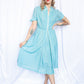 1950s Sue Carson Teal Day Dress - Medium 