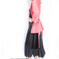 1940s Pink & Black Quilted Lounge Jacket - M/L