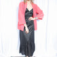 1940s Pink & Black Quilted Lounge Jacket - M/L
