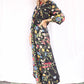 Early 1940s Bright Cold Rayon Floral Robe - Large