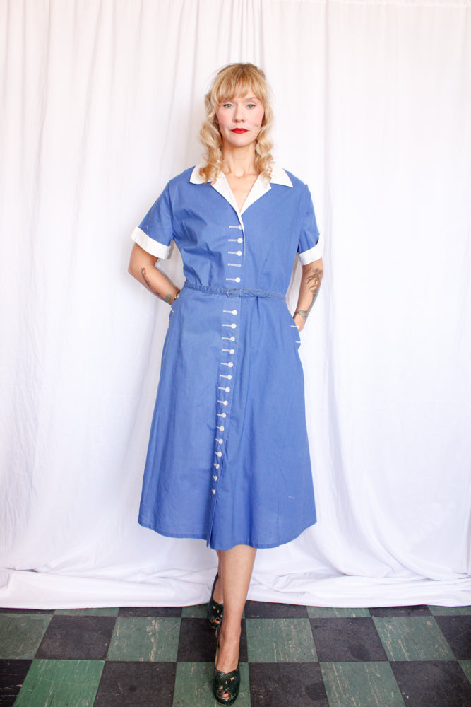 1940s All Buttoned Up Beauty Dress - XL