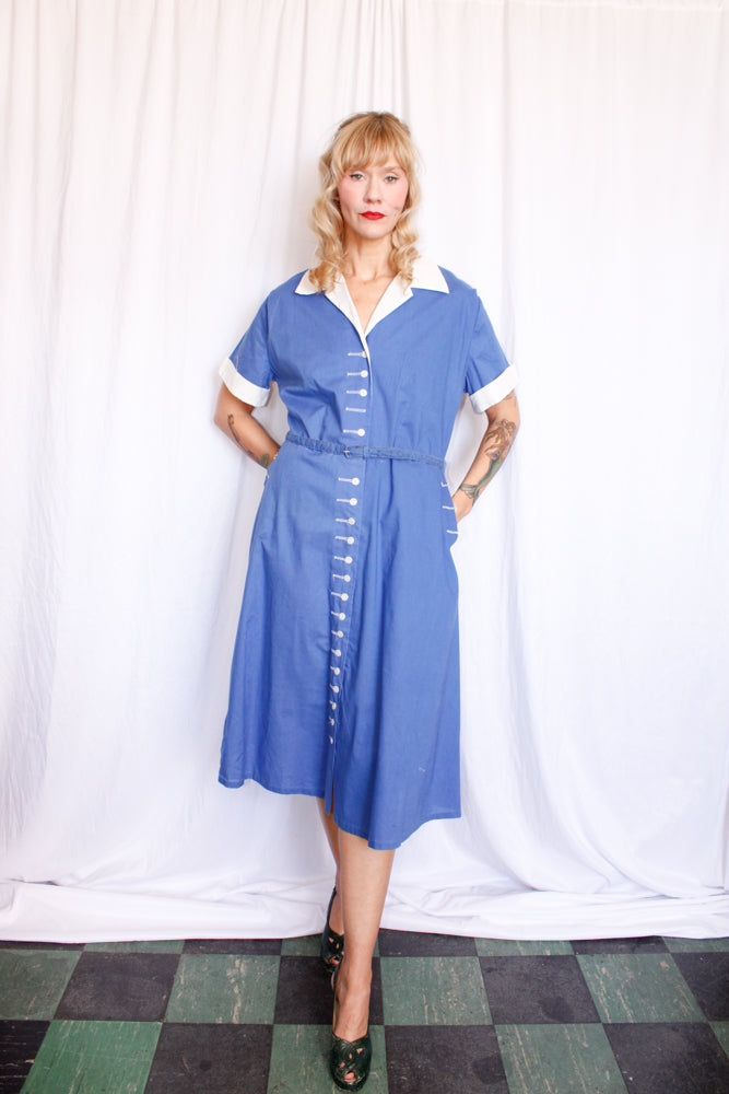 1940s All Buttoned Up Beauty Dress - XL