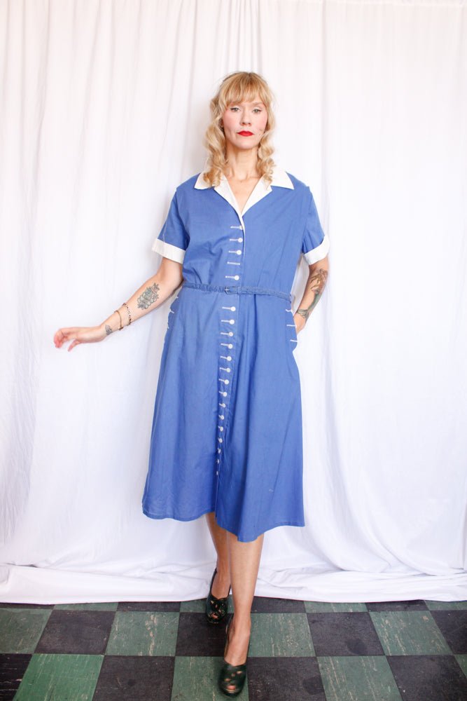 1940s All Buttoned Up Beauty Dress - XL