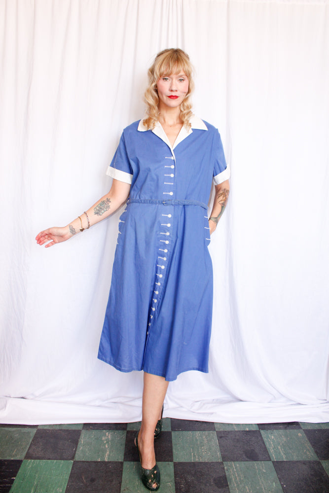 1940s All Buttoned Up Beauty Dress - XL