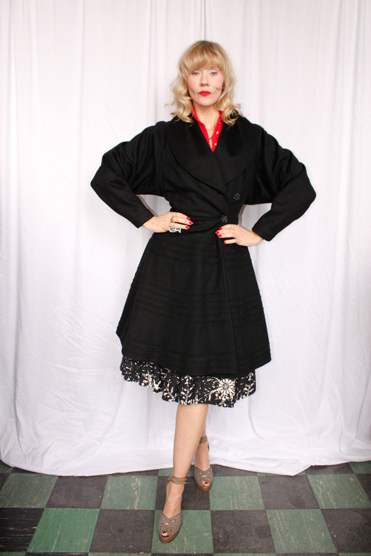 1950s Jolee Wool Princess Coat - Xs/S