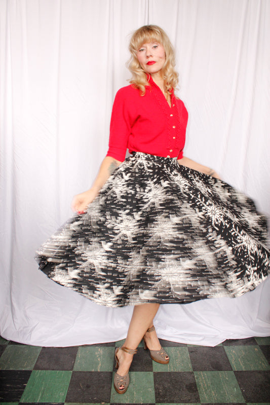 1950s Snowflake Cotton Swing Skirt - Xsmall